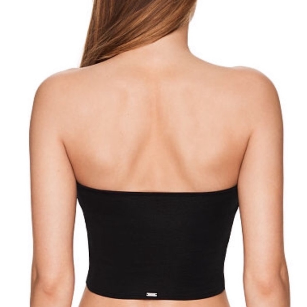 VS PINK Black Unlined Bandeau Crop Tube Top